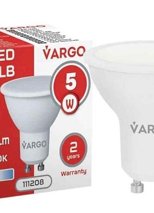 Лампа светодиодная 5w gu10 4000к 220v 50hz v-111208 тм vargo