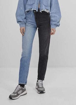 Джинси жіночі bershka комбіновані мом джинси 36