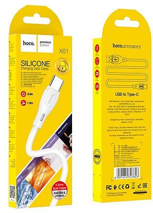 Кабель hoco ultimate silicone charging data cable for type-c white ( ) 3