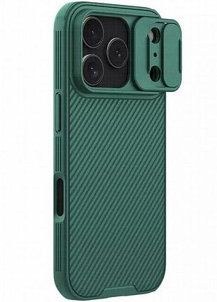 Карбоновая накладка nillkin camshield pro для apple iphone 17 pro max / 18 pro max (6.9") deep green