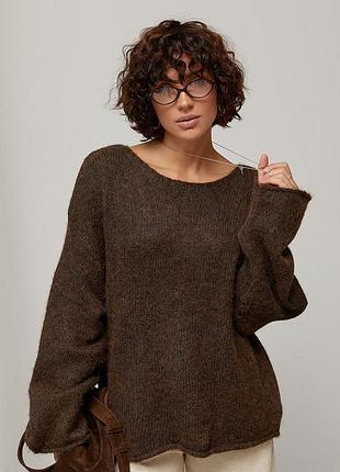 Мохеровый джемпер oversize с широкой горловиной мод 883981