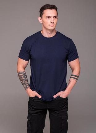 Мужская футболка однотона батал темно-синяя 4xl