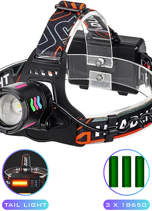 Ліхтар налобний night vision fluorescence режим white laser led,, зп type-c, zoom