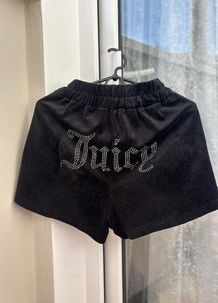 Шорти жіночі juicy couture чорні велюрові зі стразами