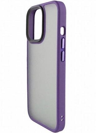 Tpu+pc чехол metal buttons для apple iphone 13 pro (6.1") темно-фиолетовый / dark purple