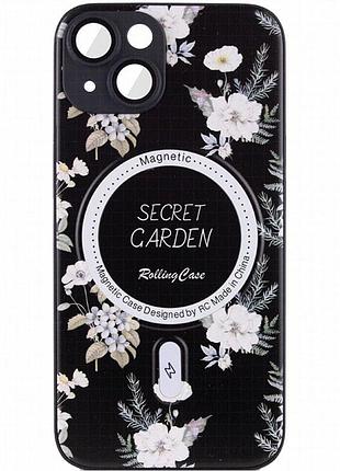 Tpu+pc чехол secret garden with magnetic fit для apple iphone 15 (6.1") black