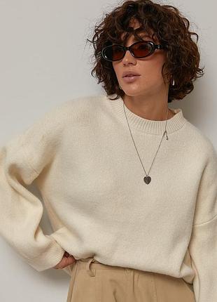 Подовжений в’язаний джемпер oversize мод 9015