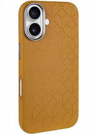 Кожаный чехол carved with magnetic fit для apple iphone 16 (6.1") orange
