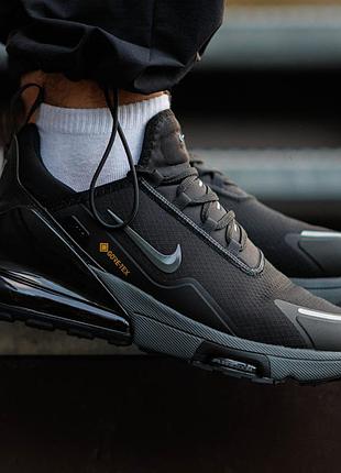 Кроссовки мужские комфортные nike air max 270 gore-tex nd черные термостойкие осенние на холодную погоду текстильные найк аир макс