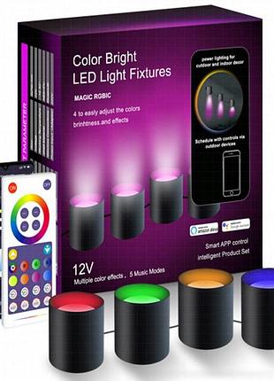 Настенная led лампа rgb intelligent wall lamp 4 pcs with bluetooth european plug with app black