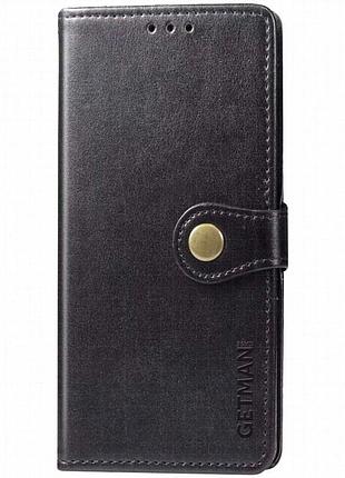 Кожаный чехол-книжка getman gallant (pu) для xiaomi redmi note 9 / redmi 10x черный