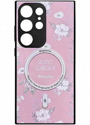 Tpu+pc чехол secret garden with magnetic fit для samsung galaxy s24 ultra pink