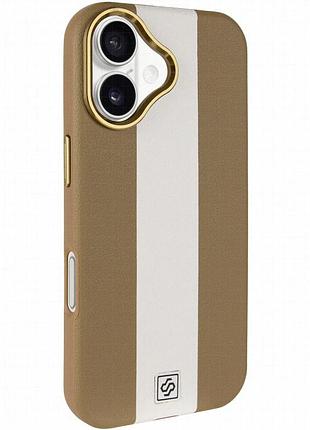Кожаный чехол rally with magnetic fit для apple iphone 17 (6.3") beige / white
