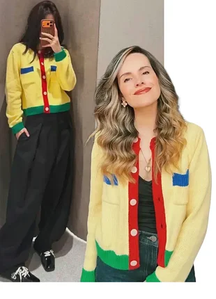 Трикотажний  жакет zara кардиган кофта  у стилі color block
