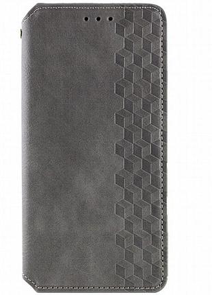 Кожаный чехол-книжка getman cubic (pu) для xiaomi poco f5 pro серый