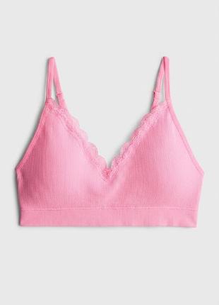 Топ бюстгальтер безшовний v-подібним вирізом і мереживним оздобленням m