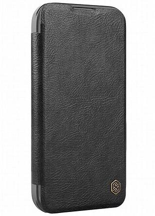 Кожаный чехол-книжка nillkin qin prop для apple iphone 16 pro max (6.9") black
