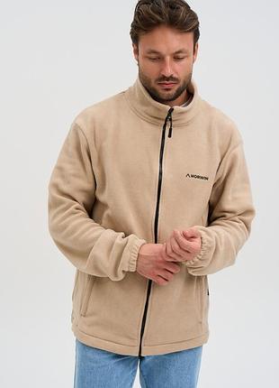 Кофта флисовая мужская norwin tech fleece бежевая, базовая, теплая, с высоким воротником l