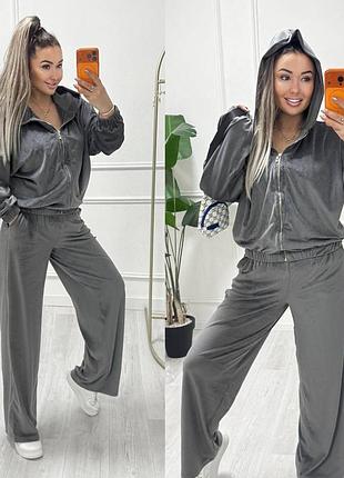 Женский велюровый костюм, 4 цвета