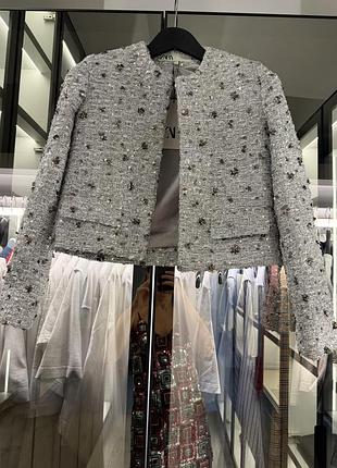 Жакет жіночий zara сірий твідовий