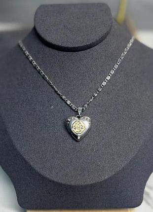 Подвеска-локет alexander mcqueen heart locket с цепочкой люкс качество