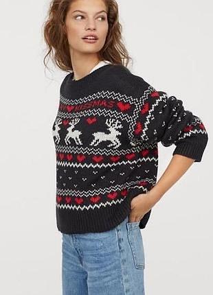 Кофта новорічна h&m розмір м з вовною тепла