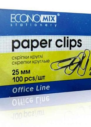Скріпка 25мм кругла 100шт. тм economix