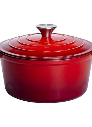 Кастрюля чугунная эмалированная 4 л, красный yiwu hp-flg-1 red