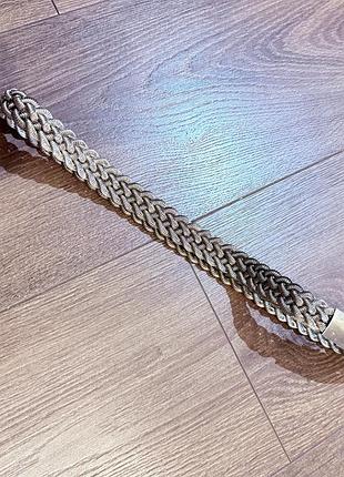 Вінтажний жіночий плетений металевий ремінь, сріблястий vintage belt