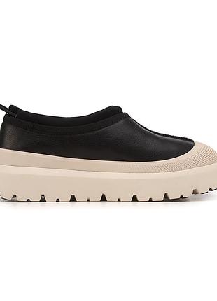 Чорні уги унісекс ugg tasman weather hybrid slipper leather black birch х угг тасмен 42
