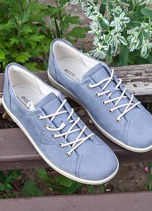 Женские голубые низкие кеды ecco soft 2.0, 38р.