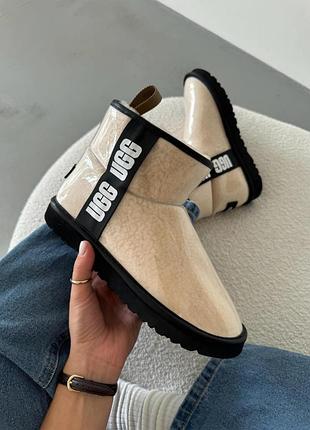 Бежеві жіночі уги ugg classic clear mini natural black х угг міні 40