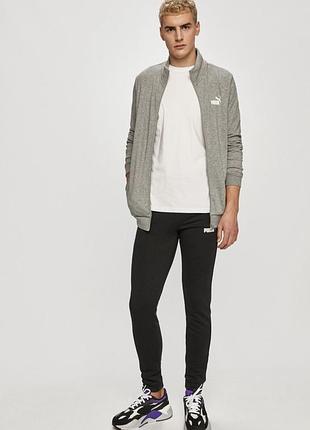Оригінальний спортивний костюм puma slim fit / чоловіча сіра кофта на блискавці та чорні завужені штани м