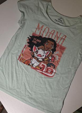 Футболка для дівчат disney moana м'ятна бавовняна