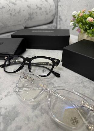 Брендовые очки chrome hearts / chrome hearts eyewear / имиджевые очки с прозрачной линзой chrome hearts / очки хром хартс с крестами / мужские с