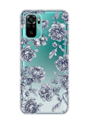 Прозорий чохол на xiaomi redmi note 10/note 10s нічні квіти (принт 432)