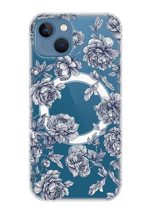Магнітний чохол на iphone 13 (6.1) із підтримкою magsafe нічні квіти (принт 432)