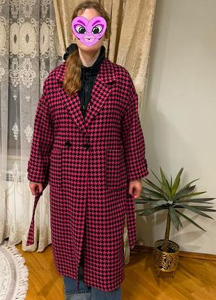 Пальто жіноче італійське в клітинку l-xl