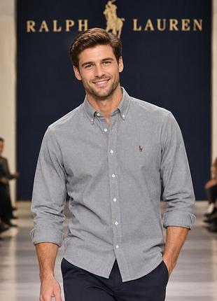 Сорочка чоловіча ralph lauren сіра s бавовна oxford