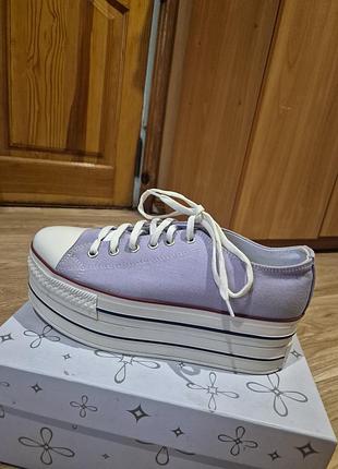 Кеди жіночі las espadrillas бузкові, розмір 40, довжина устілки 25.5-26 см, текстиль