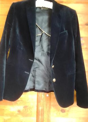 Піджак короткий massimo dutti класичний оксамитовий чорний