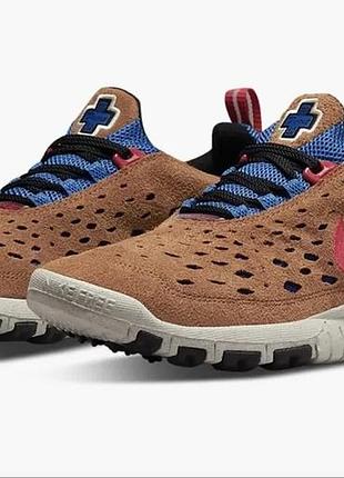 Оригінальні замшеві кросівки nike free run trail dark russet / blue nebula