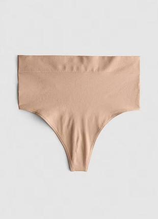 Жіночі безшовні коригуючі трусики-стрінги primark seamless shapewear thong з високою талією м бежевий т-1115/61