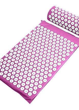 Акупунктурний масажний килимок для спини/ніг з подушкою (валик) prosource acupressure mat рожевий