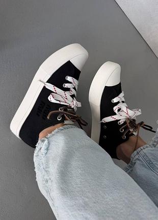 Кеди  miu mi washed denim black текстиль, гума