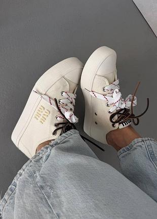 Кеди  miu mi washed denim light cream