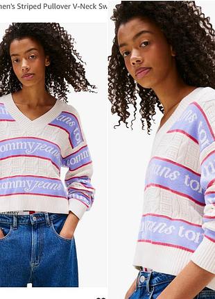 Новий светр tommy jeans з бірками оригінал / жіночий укорочений пуловер з логотипом томмі л м
