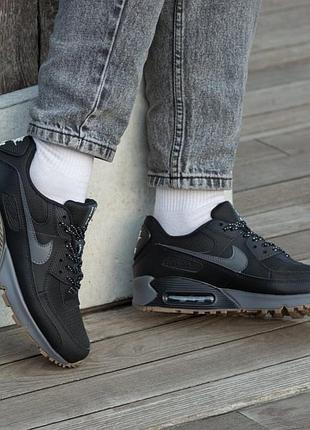 Чоловічі кросівки nike air max 90 black grey brown / smb+ 🔗