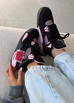 Женские кроссовки nike air jordan 4 black pink thunder / smb+ 🔗