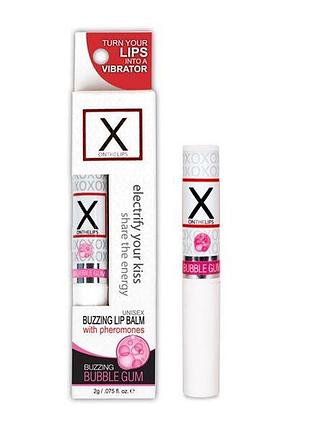 Стимулювальний бальзам для губ унісекс sensuva – x on the lips bubble gum з феромонами, жуйка
